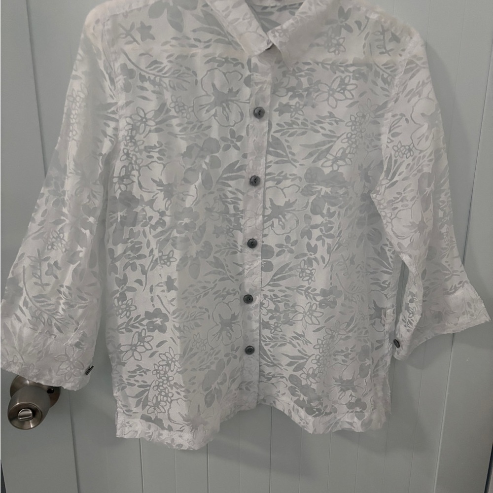 Floral Sheer Button-Up Blouse